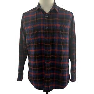 Pendleton Hawthorne Plaid Shirt Mens Medium Blue Cotton Button Down